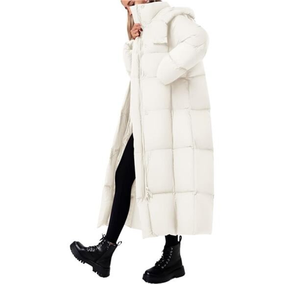 Women’s Winter Long Puffer Coat – Hooded, Zip-Up, Thickened Down Jacket - Picture 3 of 7